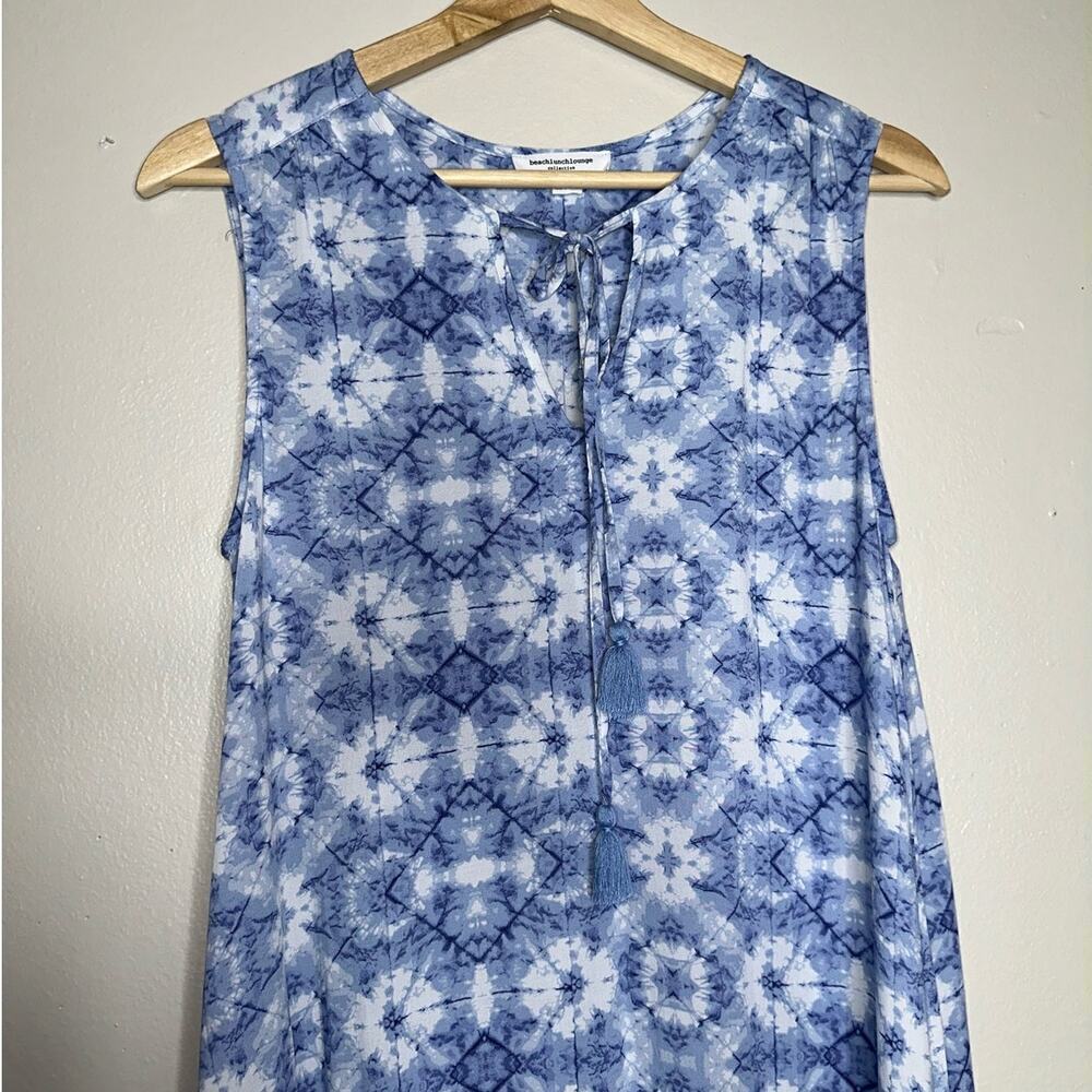 Beachlunchlounge Ireana Tiered Midi Dress in Pale Kaleidoscope Blue Size XS - Picture 4 of 7